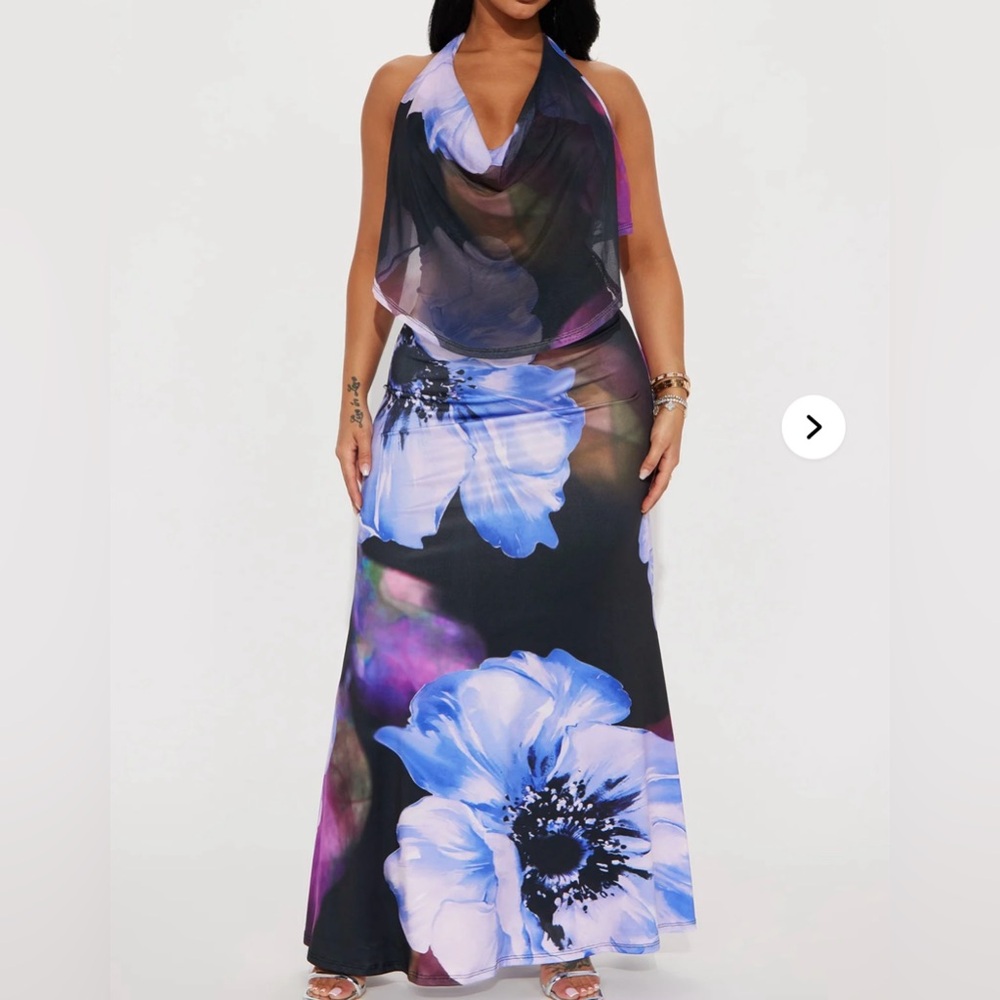 Floral Purple and Black Maxi summer dress